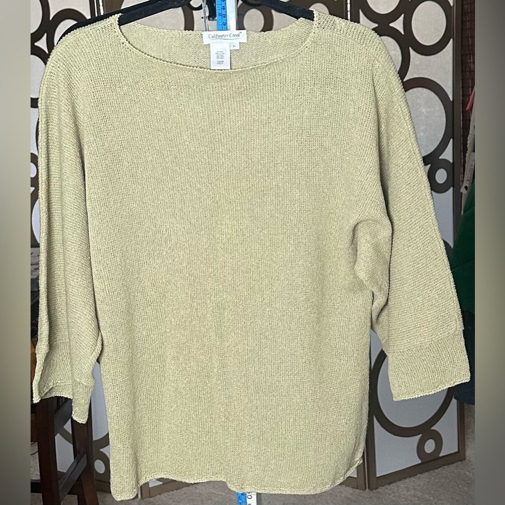 Coldwater Creek Sage Green Textured Knit Sweater XL Lightweight
